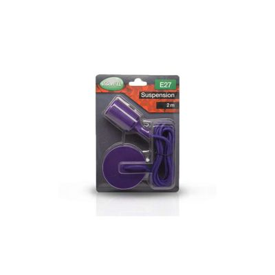 Suspension Noire avec douille E27 avec câble 2m Violet