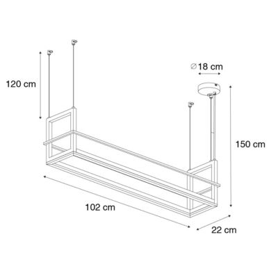 Suspension noire avec étagère avec LED à intensité variable 3 niveaux - Cage Rack