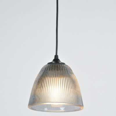 Suspension Ogive verre strié IP20 E27 60W H.13 x Ø16 cm noir fumé Corep