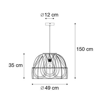 Suspension orientale en rotin 49 cm - Michelle