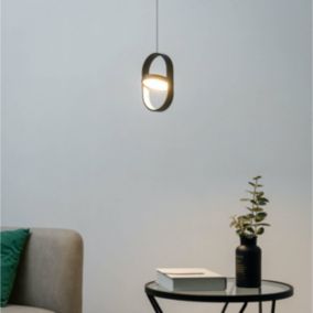 Suspension ovale noire design LED - Elanzo