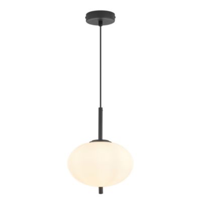 Suspension ovale verre opale 23W IP20 E14 Diam 200mm