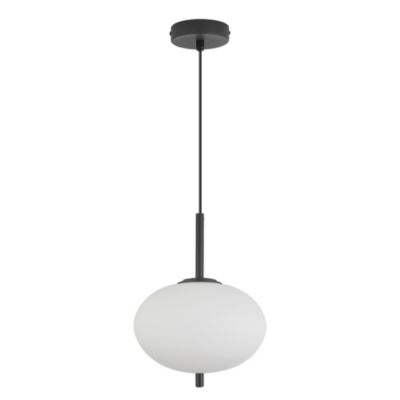 Suspension ovale verre opale 23W IP20 E14 Diam 200mm