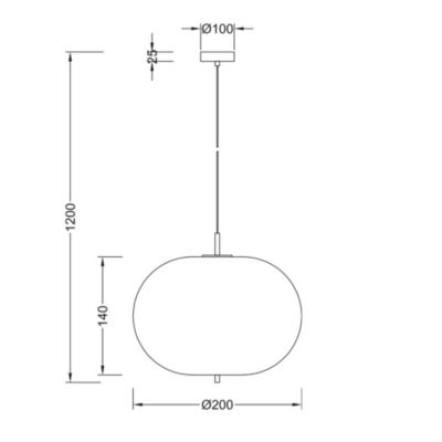 Suspension ovale verre opale 23W IP20 E14 Diam 200mm