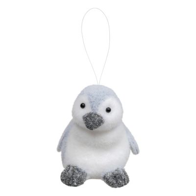 Suspension pingouin gris argent et blanc 11cm Feeric Light & Christmas