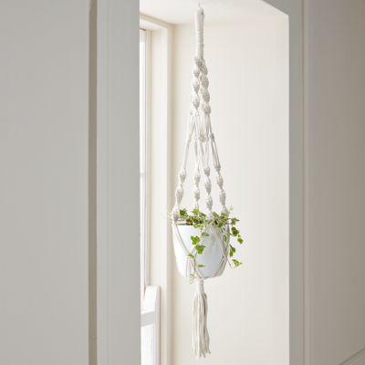 Suspension pour pot de fleurs en macramé Blanc cassé GoodHome