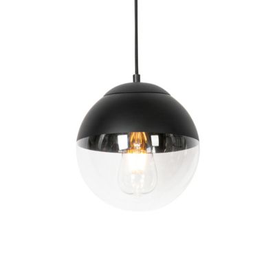 Suspension rétro noire avec verre transparent 20 cm - Eclipse