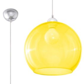 Suspension rond en métal et verre jaune 30 x 120 cm