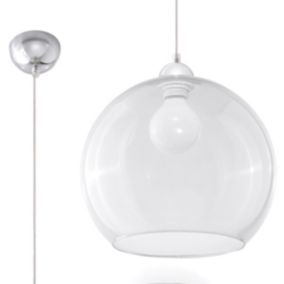 Suspension rond en métal et verre transparent 30 x 120 cm