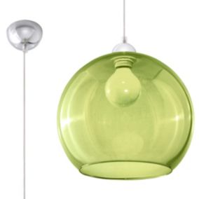 Suspension rond en métal et verre vert 30 x 120 cm