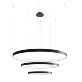 Suspension rond en métal noir 110 x 150 cm