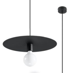 Suspension rond en métal noir 40 x 105 cm