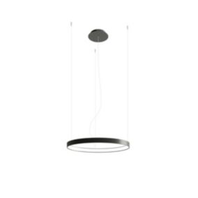 Suspension rond en métal noir 55 x 150 cm