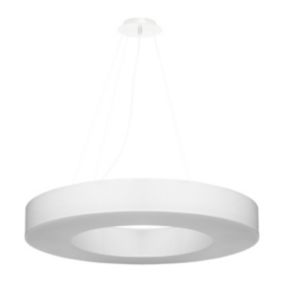 Suspension rond en tissu et PVC et métal blanc 70 x 102 cm