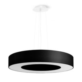 Suspension rond en tissu et PVC et métal noir 50 x 102 cm