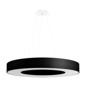 Suspension rond en tissu et PVC et métal noir 70 x 102 cm