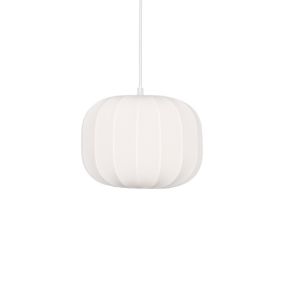 Suspension ronde Auriane tissu blanc E27 ⌀25 x H.88 cm Lussiol