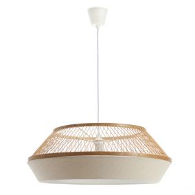 Suspension ronde Avila en rotin et tissu beige ⌀.58 x H.88 cm Lussiol