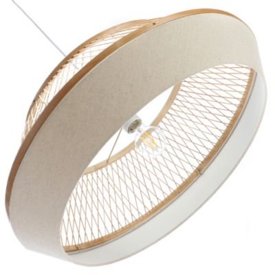 Suspension ronde Avila en rotin et tissu beige ⌀.58 x H.88 cm Lussiol