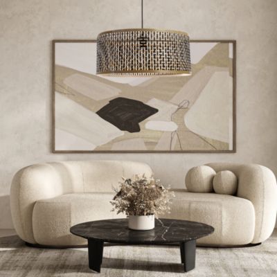 Suspension ronde Ayana en bambou noir et beige E27 ⌀.48 x H.90 cm Lussiol