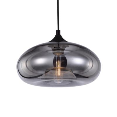 Suspension ronde Bronks en verre gris E27 ⌀.28 x H.98 cm Lussiol