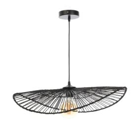 Suspension ronde en jacinthe d'eau Alana coloris noir E27 ⌀58 x H.80 cm Lussiol