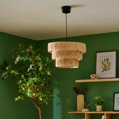Suspension ronde en raphia Bellflower H.146cm E27 42W GoodHome