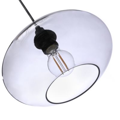 Suspension ronde Irina verre fumé IP20 E27 10W Ø.26 x H.94 cm Lussiol