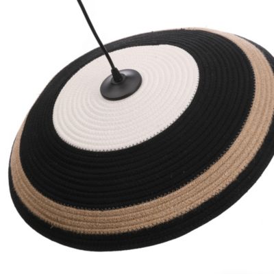 Suspension ronde Sampai tissu noir et beige IP20 E27 10W Ø.50 x H.92 cm Lussiol