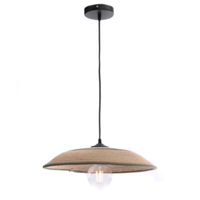 Suspension ronde Saya tissu noir et vert amande IP20 E27 10W Ø.50 x H.92 cm Lussiol