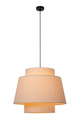 Suspension ronde Tribute tissu beige crème IP20 E27 40W Ø60 x H.180cm Lucide