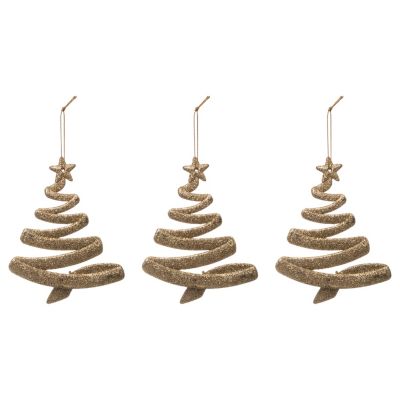 Suspension sapin de noël doré pailletté Feeric Light & Christmas - lot de 3