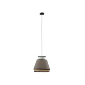 Suspension scandinave cannage- Naturel et Taupe - D.35 x H.120 cm - KLAUS