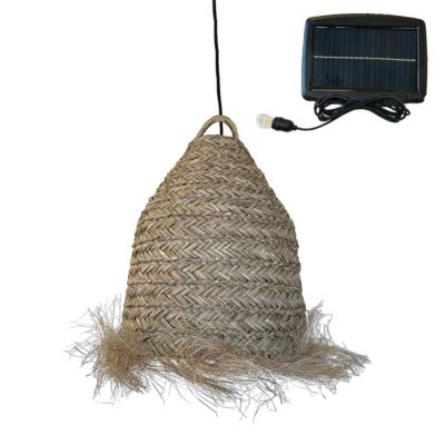 Suspension solaire bohème ANAFI SOLAR Beige Jonc de mer H47cm