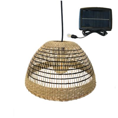 Suspension solaire bohème CESARE SOLAR Beige Herbe marine H19cm