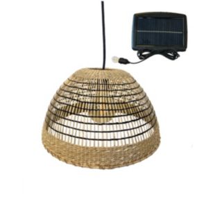 Suspension solaire bohème CESARE SOLAR Beige Herbe marine H19cm