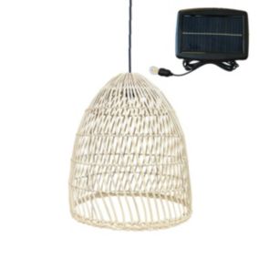 Suspension solaire bohème PAULO SOLAR Beige Rotin H45cm