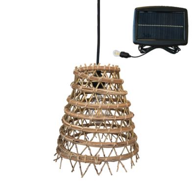 Suspension solaire bohème ZAKARI SOLAR Beige Fibre de palmier dattier H30cm