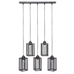 Suspension style loft new-yorkais "Hune" métal noir Atmosphera