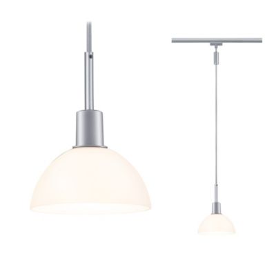 Suspension sur rail Sarrasani gris chromé mat opal URail Ø.14 x H.140cm IP20 E14 20W dimmable Paulmann