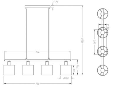 Suspension, Suspension 4 lampes Tommy, TRIO