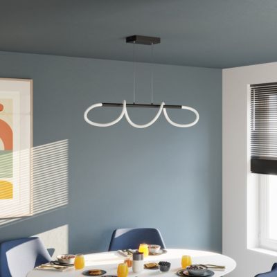 Suspension tube LED métal 20W noir L.85 x H.110cm GoodHome Pepperberry