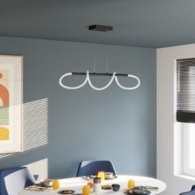 Suspension tube LED métal 20W noir L.85 x H.110cm GoodHome Pepperberry