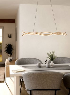 Suspension vagues LED intégrée Lasana 4 acier effet bois IP20 35W L.90cm Eglo
