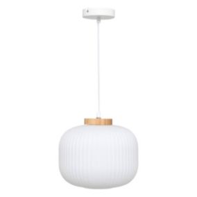 Suspension verre "Travis" blanc D25cm - Atmosphera