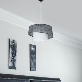 Suspension Wigan E27 65 cm noir blanc lux.pro