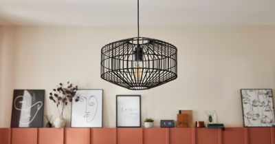 Suspension Wutai GoodHome noir 38cm IP20 E27