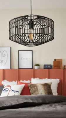 Suspension Wutai GoodHome noir 38cm IP20 E27