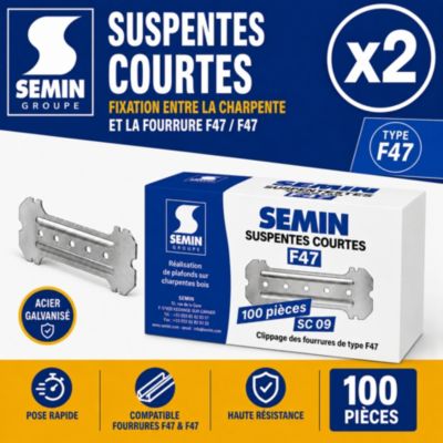 Suspentes Courtes 80 mm F47 Semin, 2 Boites de 100
