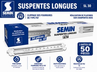 Suspentes Longues 300 mm F47 Semin, 3 Boites de 50